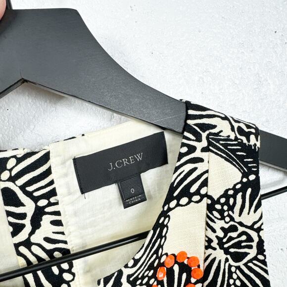 J Crew Beaded Floral Sleeveless Top Womens 0 Cream Black Orange - Picture 3 of 7